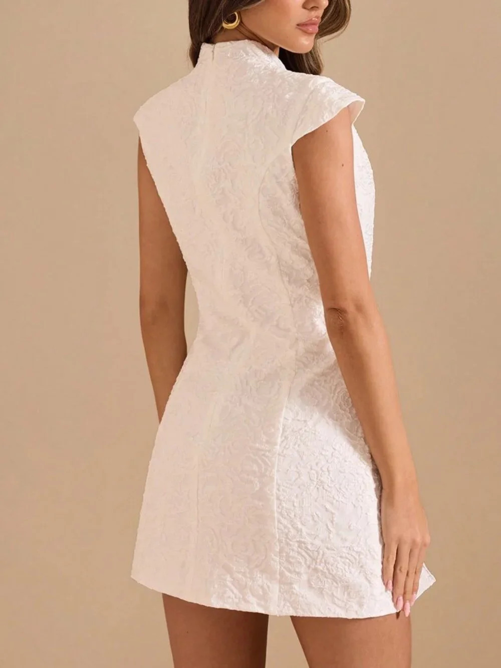 White Elegant Women's Cheongsam Cocktail Party Mini Dress